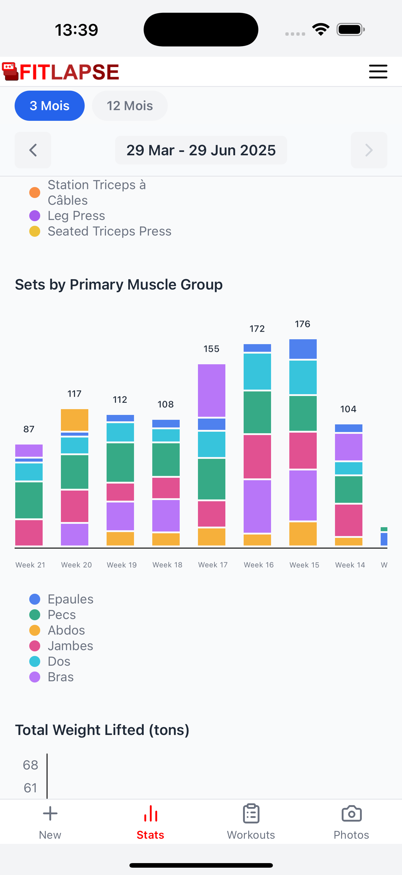 Training statistics in Fitlapse