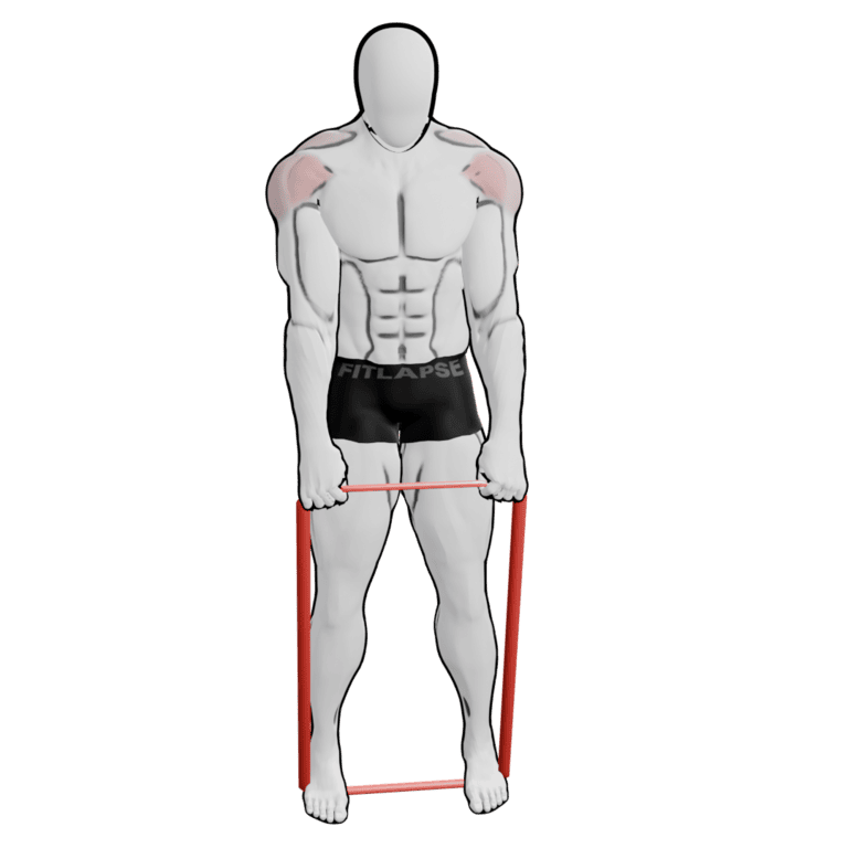 Band Front Raise — starting position, second camera angle