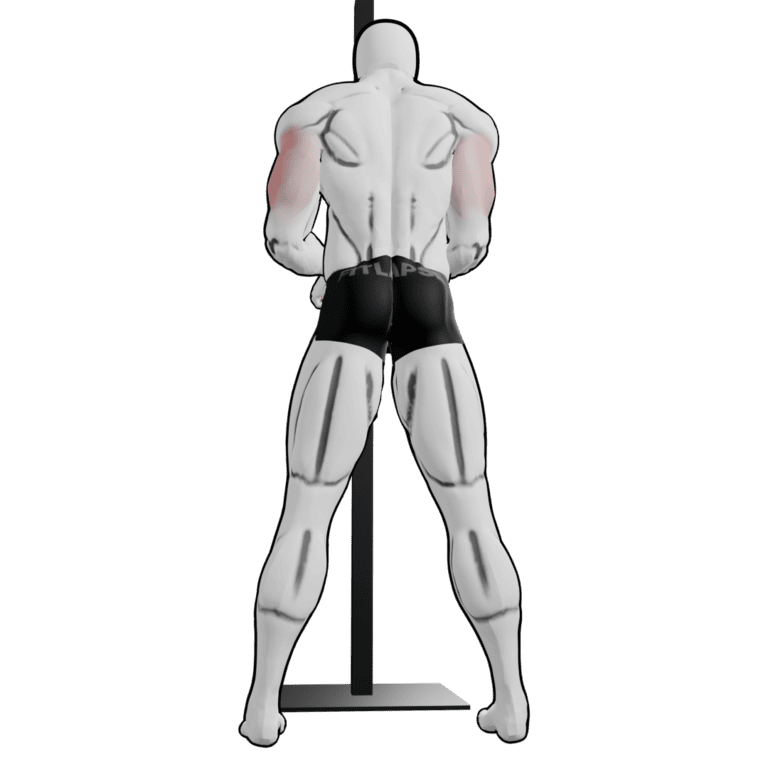 Band Triceps Pushdown — starting position, second camera angle