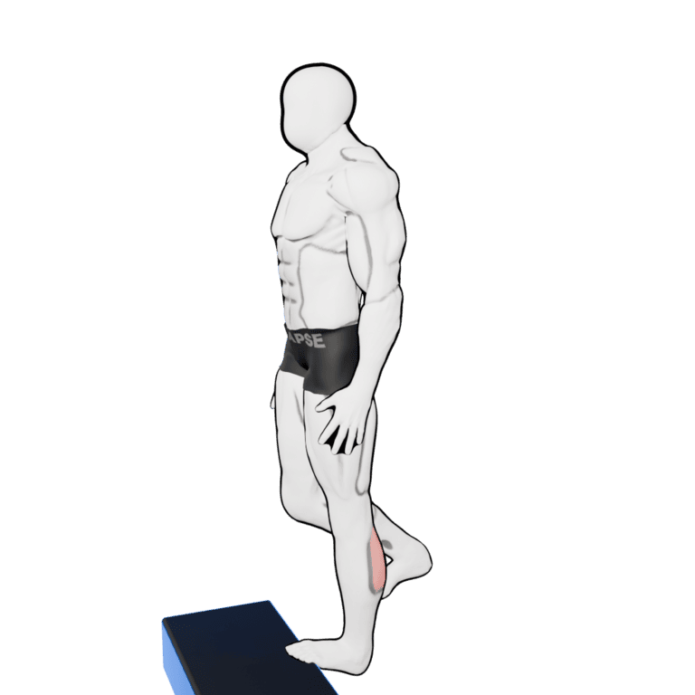 Single-Leg Calf Raise — starting position, second camera angle