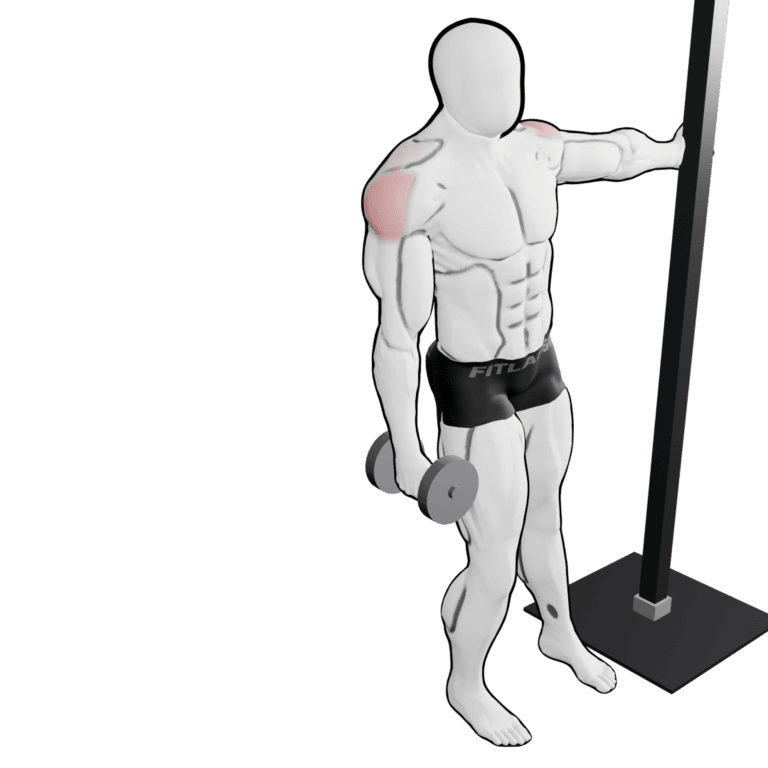 Dumbbell Lean-Away Lateral Raise — starting position, second camera angle