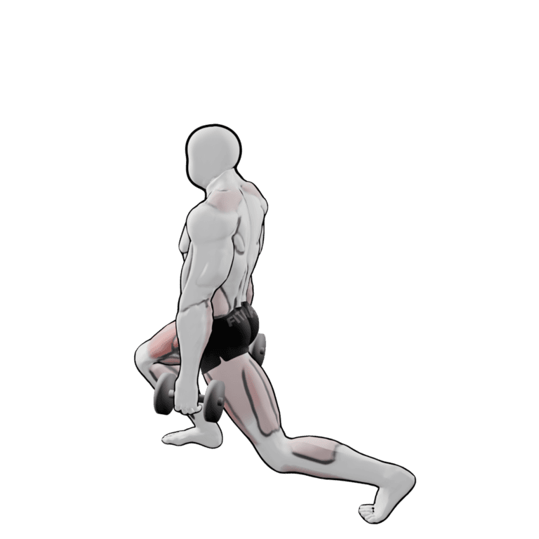 Dumbbell Reverse Lunge — starting position, second camera angle