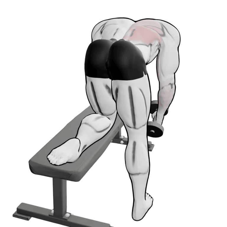 Single-Arm Dumbbell Row — starting position, second camera angle