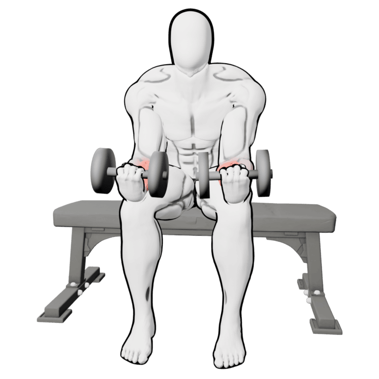 Dumbbell Wrist Curl — finishing position, working the forearms