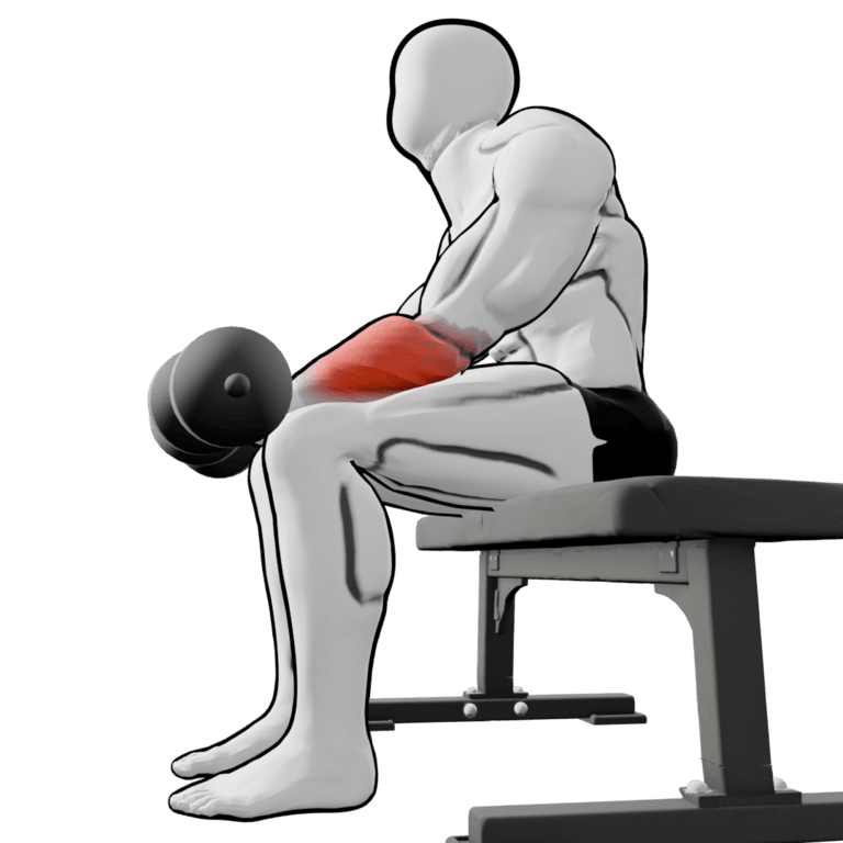 Reverse Dumbbell Wrist Curl — finishing position, second camera angle, working the forearms